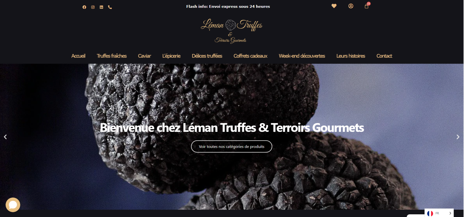Voici une image d'un site e-commerce de truffes fraîches